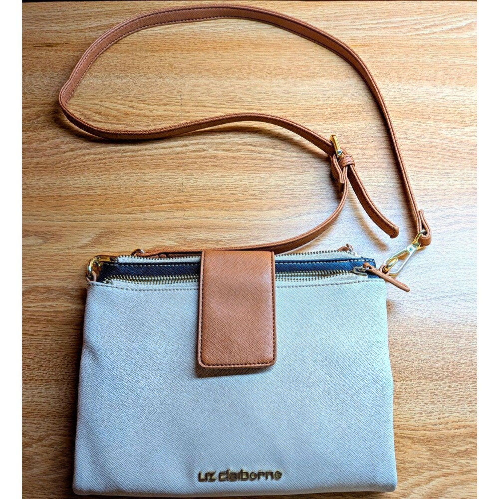 Liz Claiborne Beige Brown Crossbody/Shoulder Bag Adjustable Detachable Strap